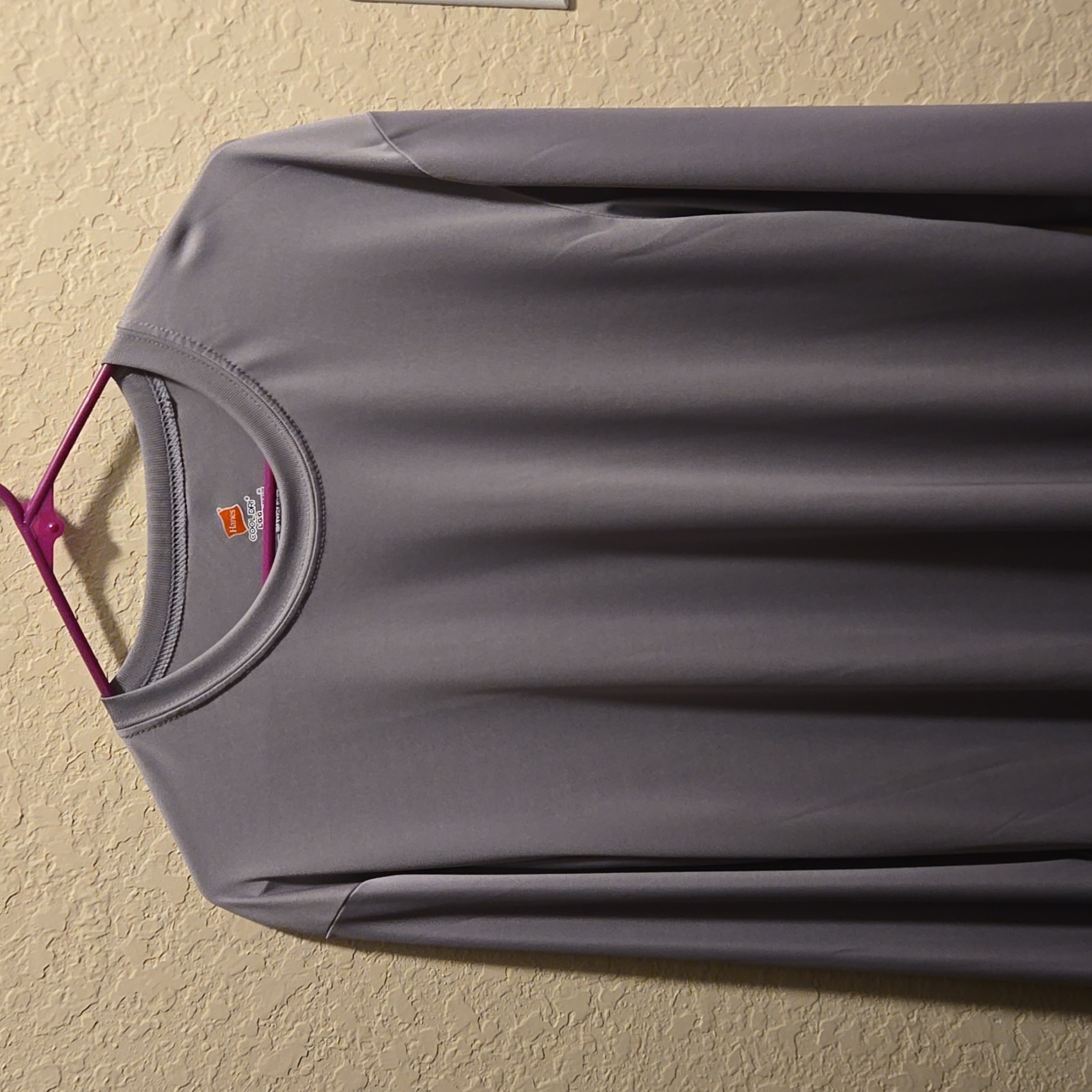 Hanes Men's Cool Dri Long Sleeve Grey Shirt